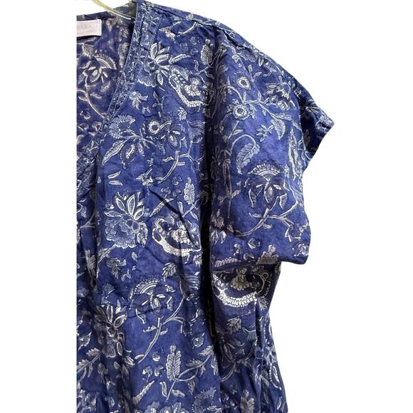 Nesara 100% Organic Cotton Purple Floral Caftan Dress- Oversized Medium - Picture 4 of 7